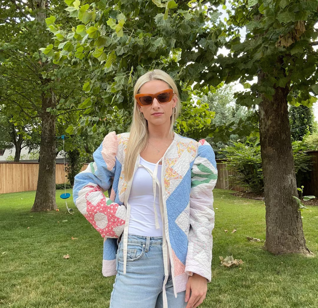 Quilt Coat With Your Own Quilt Puff Sleeve Handmade Coat One of a Kind Vintage Quilted Coat - Ets... | Etsy (US)