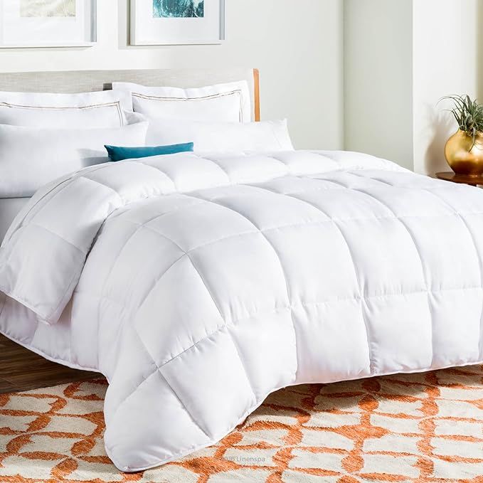 LINENSPA All Season Hypoallergenic Down Alternative Microfiber Comforter, Oversized King, White | Amazon (US)
