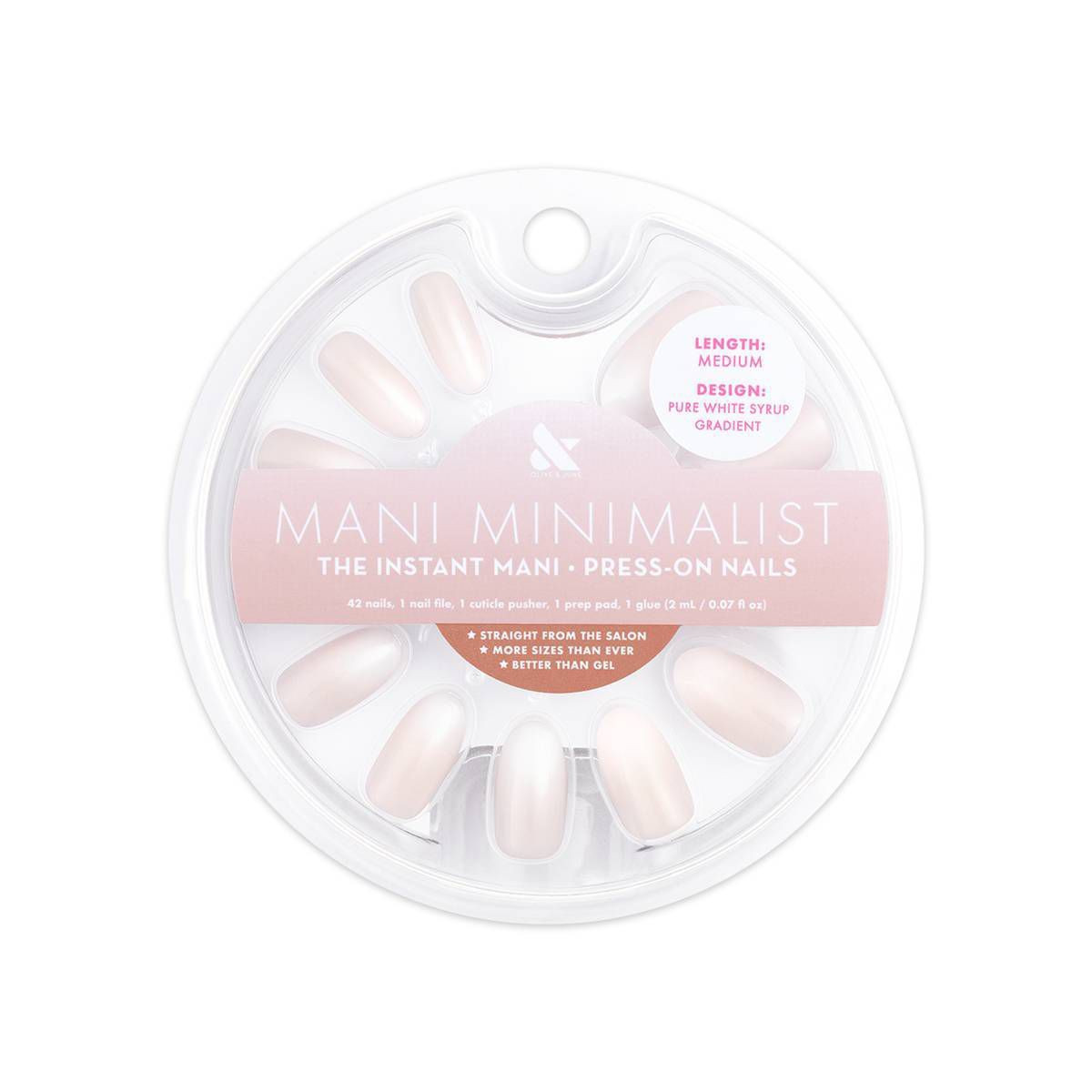 Olive & June Press-On Fake Nails - Pure White Syrup Gradient - Medium Oval - 42ct | Target