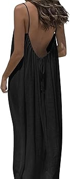Backless Cami Dresses for Women Cami Lounge Dress Backless Sleeveless House Dress Long Sundress w... | Amazon (US)