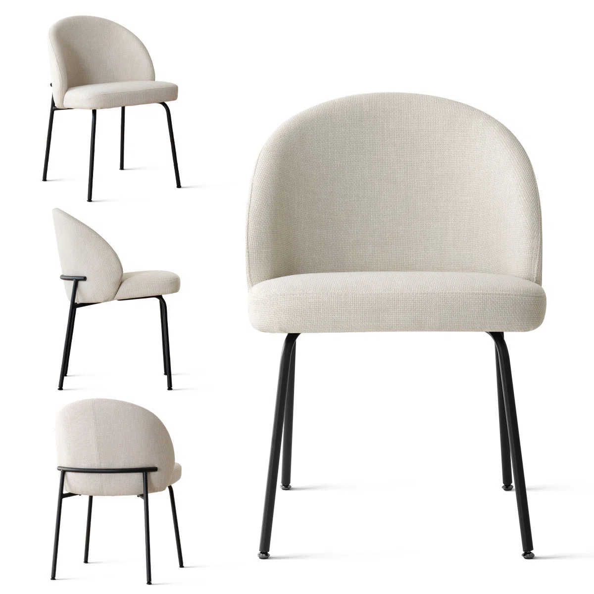 Modern Upholstered - Curved Back Fabric Dining Chairs with Metal Legs | Wayfair North America