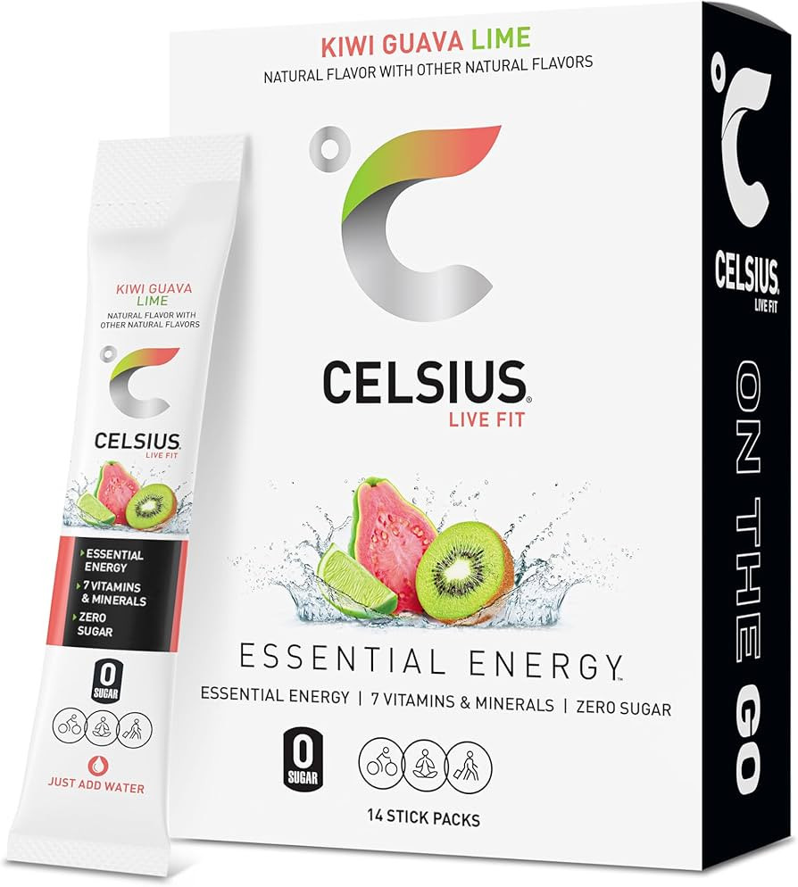 CELSIUS On The Go Kiwi Guava Lime, Sugar Free Energy Drink Mix (14 Sticks per Pack) | Amazon (US)