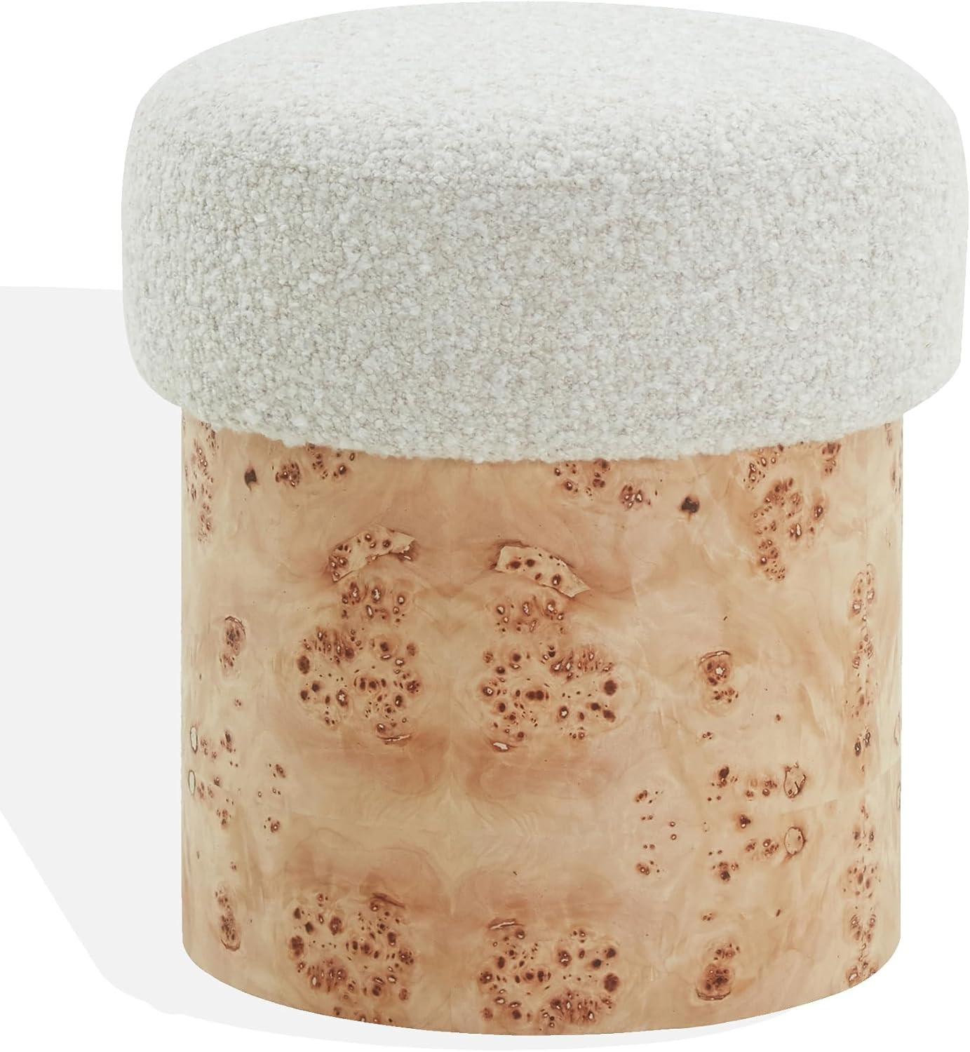 SAFAVIEH Couture Collection - Tobianna Round Beige Boucle & Burl Wood Ottoman, Modern Accent Seat, Fully Assembled (SFV5149B) | Amazon (US)