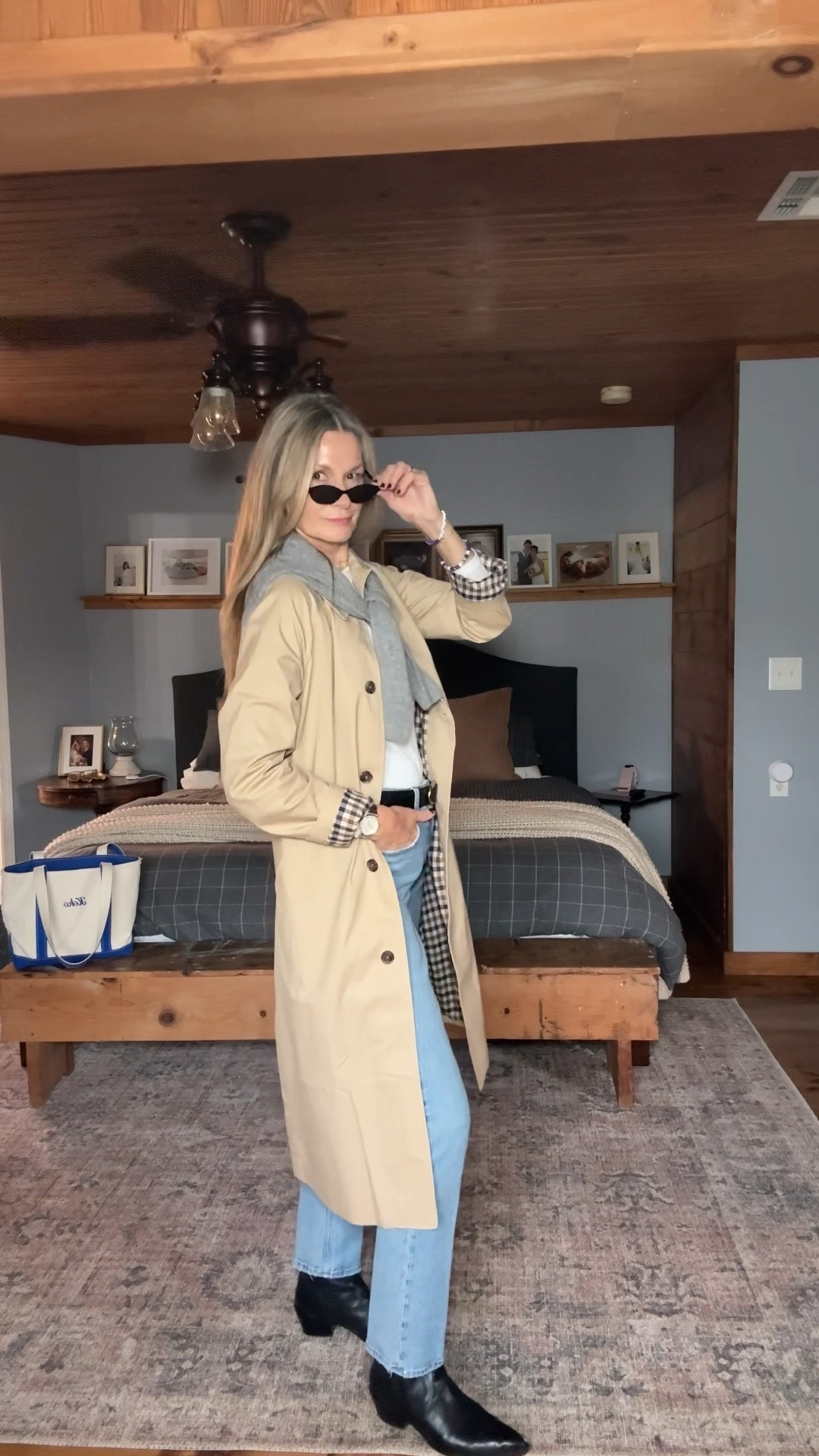 Straight leg denim, clean white tee, classic Mac coat with sweater draped over, and black boots. Fall simplicity at its best.

#LTKTall #LTKOver40