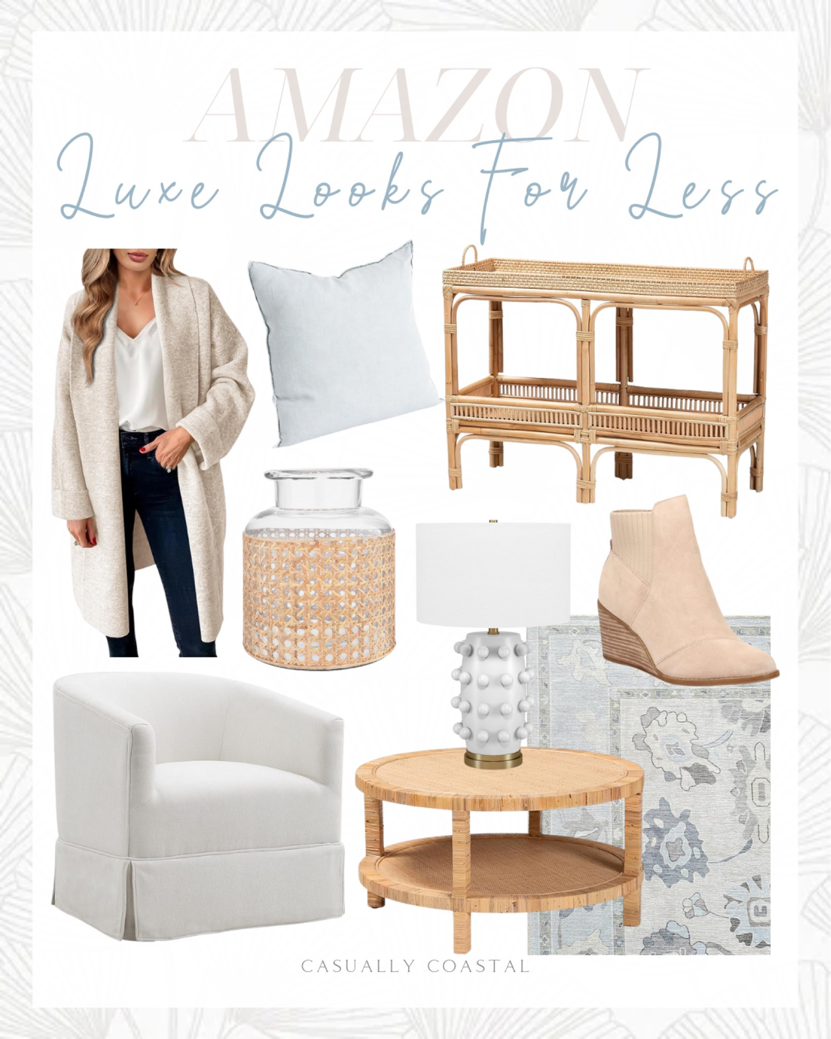 Luxe Looks For Less From Amazon

Amazon home decor, Amazon cardigan, Amazon rug, Amazon boots, Amazon pillows, coastal home decor, coastal style, coastal rug, coastal accent chair, Amazon accent chair, coastal pillow, coastal table lamp, Amazon lamp, blue and grey pillow, rattan coffee table, Amazon coffee table, coastal coffee table, blue vintage rug, 5’9”x8’9” rug, tall ceramic table lamp, rattan console table, Amazon console table, coastal console table, glass vase with decorative cane sleeve, coastal vase, Amazon vase, long chunky cardigan, Tom’s boots, heeled boots, swivel accent chair, white accent chair 

#LTKFindsUnder100 #LTKHome #LTKStyleTip