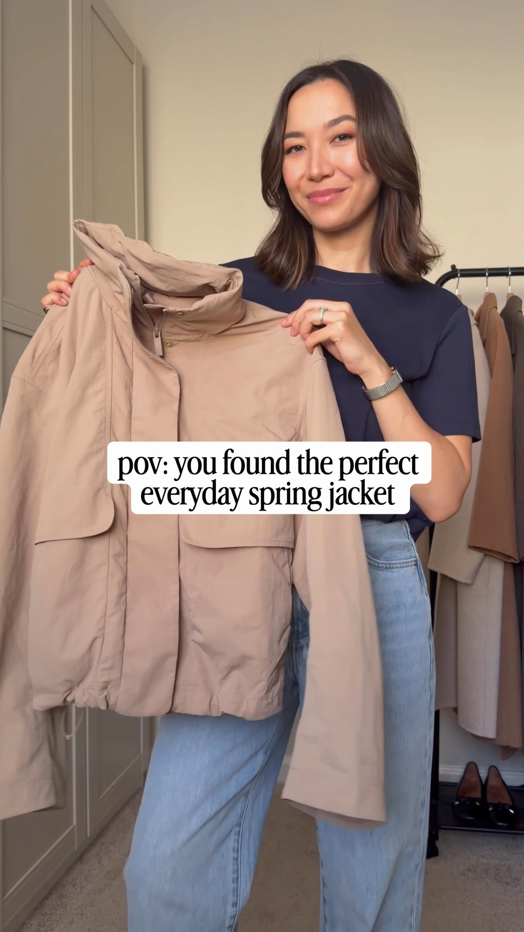 The perfect everyday casual chic spring jacket 

Lululemon always effortless evolve jacket xs 
Aritzia lodge pants xs
Aritzia arlo straight leg jeans tts
Abercrombie wide leg jeans 24 regular runs big 

#LTKSeasonal