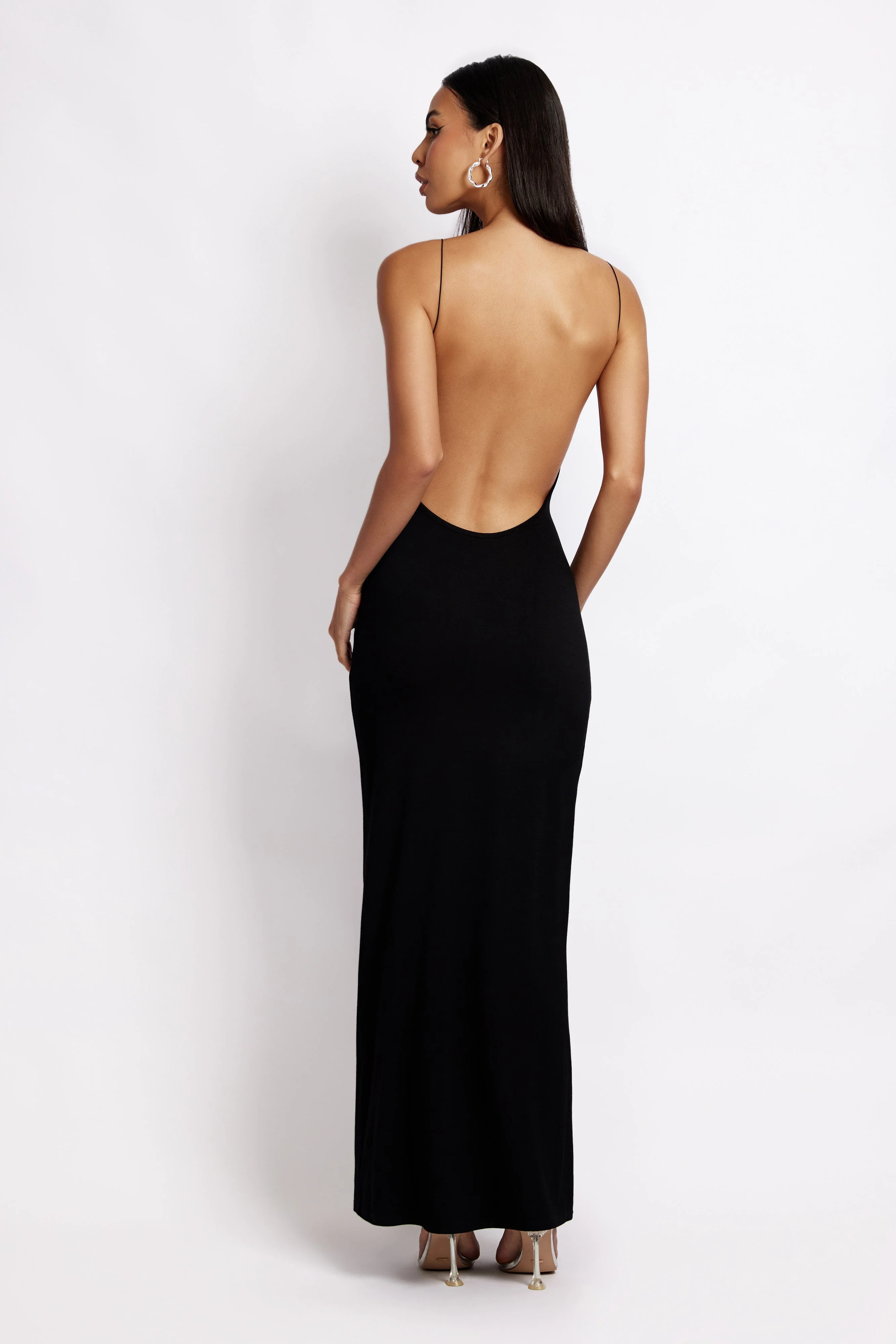 Kirsty Strappy Circle Cutout Maxi Dress - Black | MESHKI US