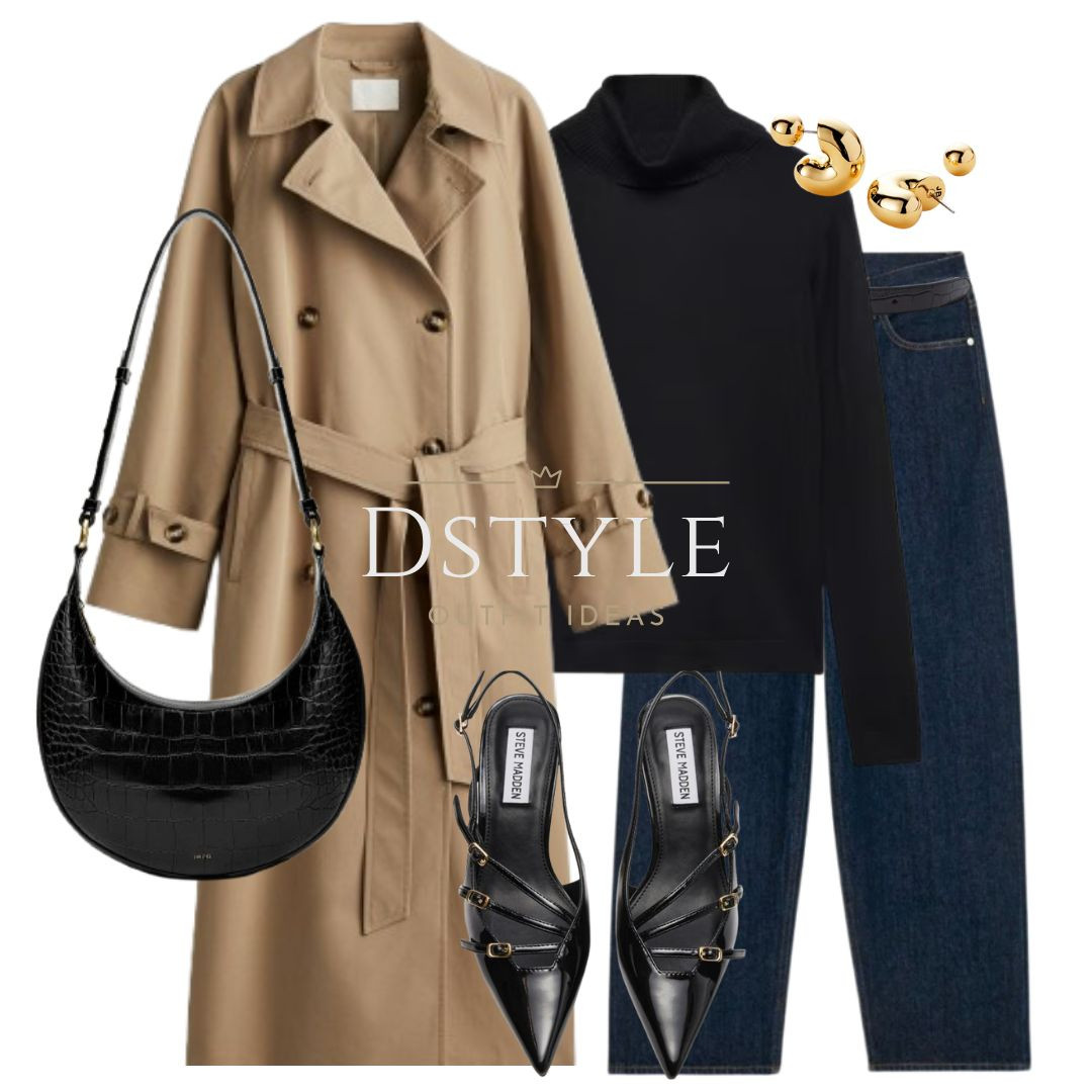 Dark beige trench coat, black fine-knit sweater/ jumper, dark blue loose jeans, black bag, black pointed toe slingback

 

#LTKFindsUnder50 #LTKWorkwear #LTKStyleTip