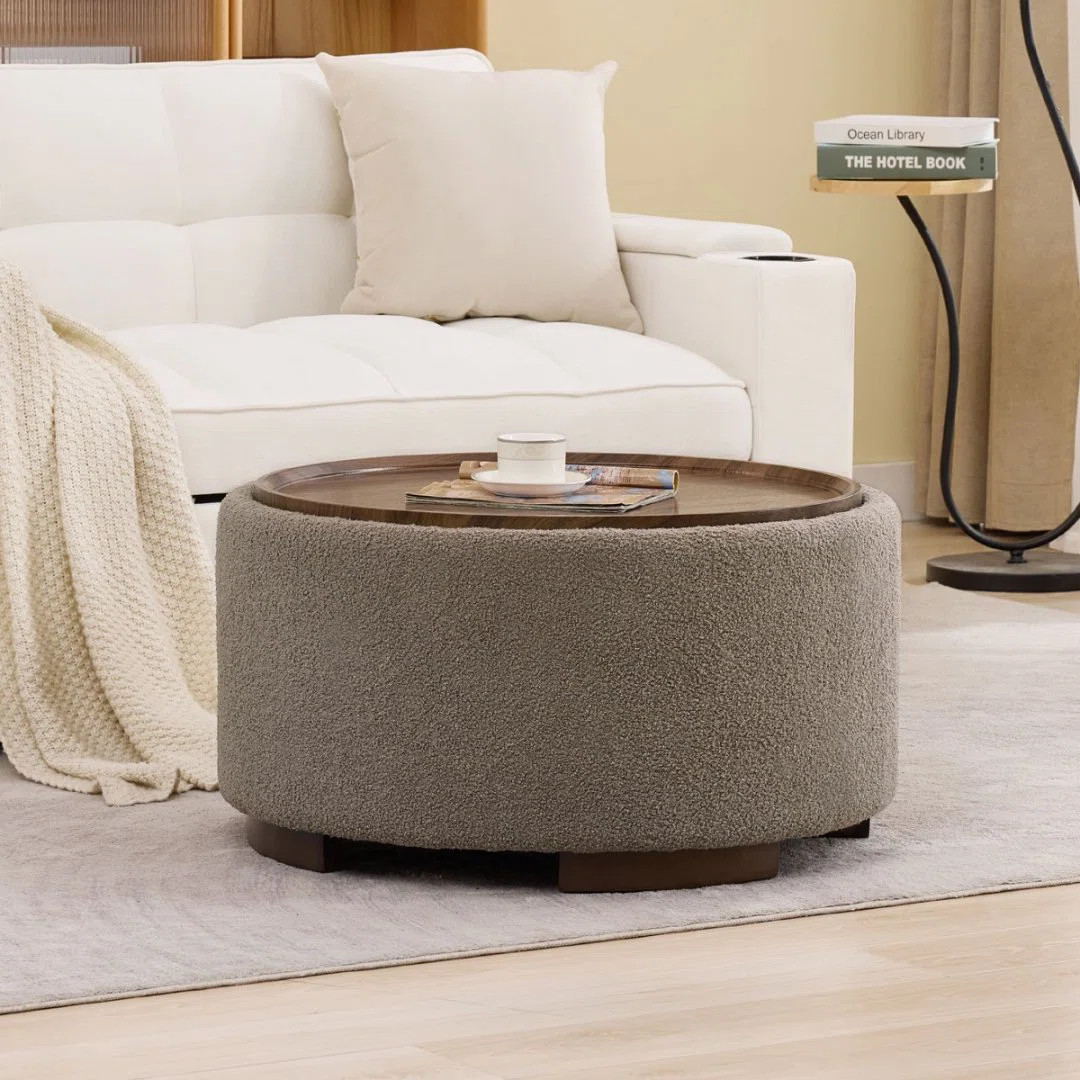 29.5 Inch Round Storage Ottoman Coffee Table,Modern Circle Coffee Table With Storage With Removab... | Wayfair North America