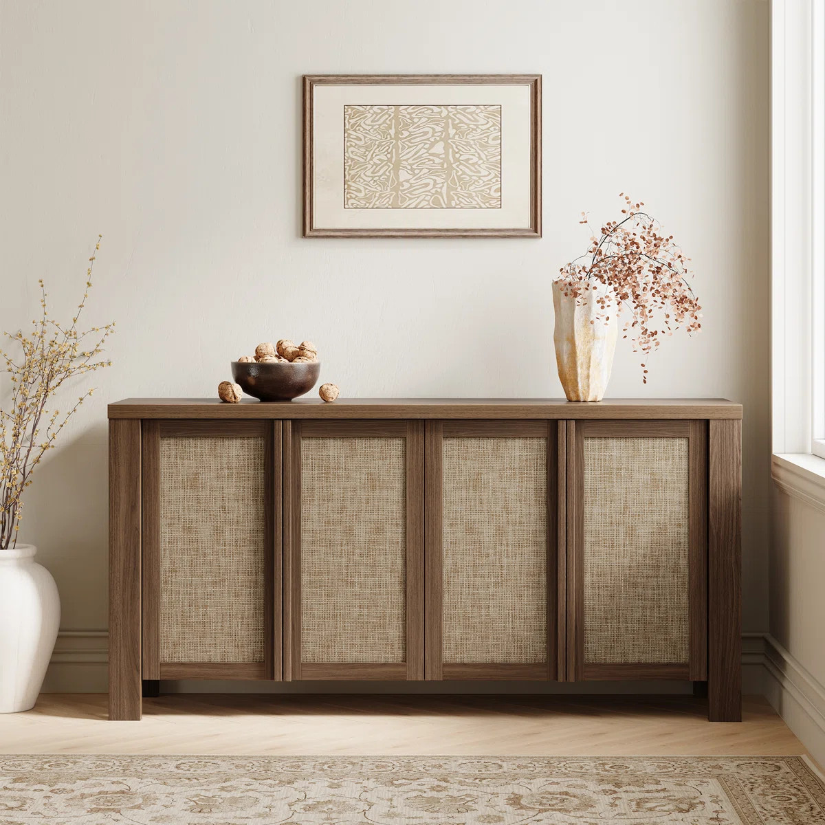 Retro Minimalism 63'' Wide Sideboard With Solid Wood Handle | Wayfair North America