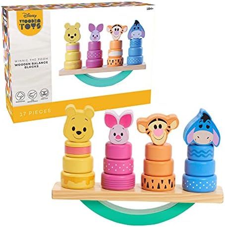 Disney Wooden Toys Winnie the Pooh Balance Blocks, 17-Piece Set Features Winnie the Pooh, Piglet,... | Amazon (US)