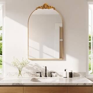 24 in. W x 36 in. H Arched Gold Recessed/Surface Mount Medicine Cabinet with Mirror | The Home Depot