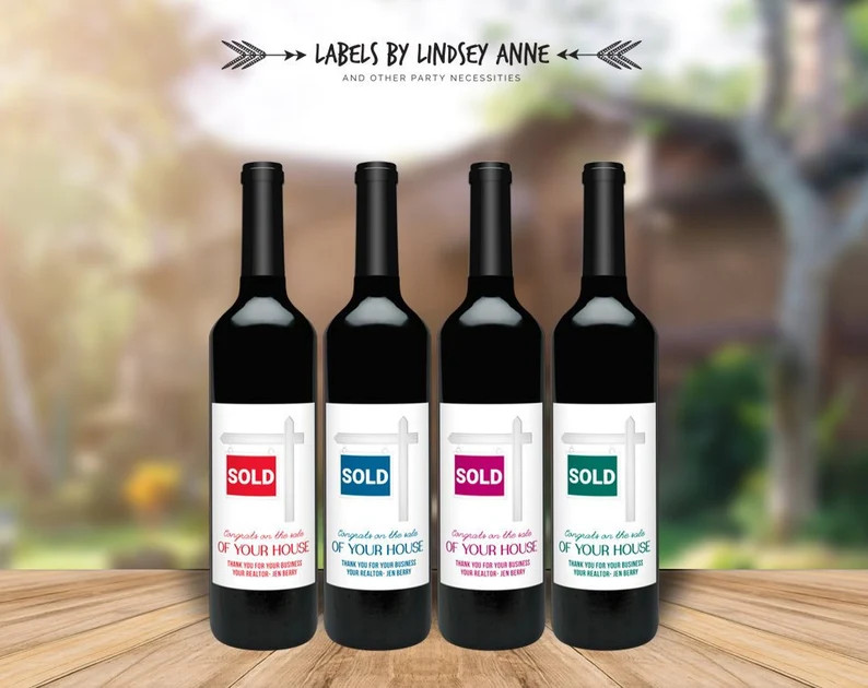Home Sold sign wine label - Home Sweet Home Wine Label - Cheers, Gift from Realtor, Moving, Welco... | Etsy (US)
