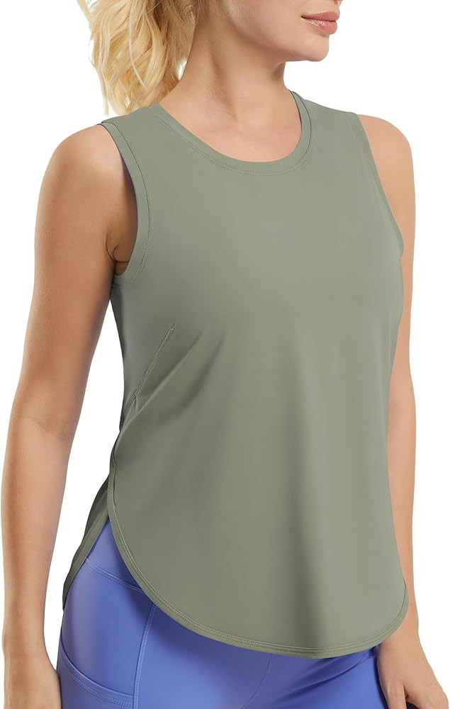 Ice Silk Workout Tank Tops for Women Cool-Dry Sleeveless Loose Fit Yoga Shirts Long Athletic Tops... | Amazon (US)