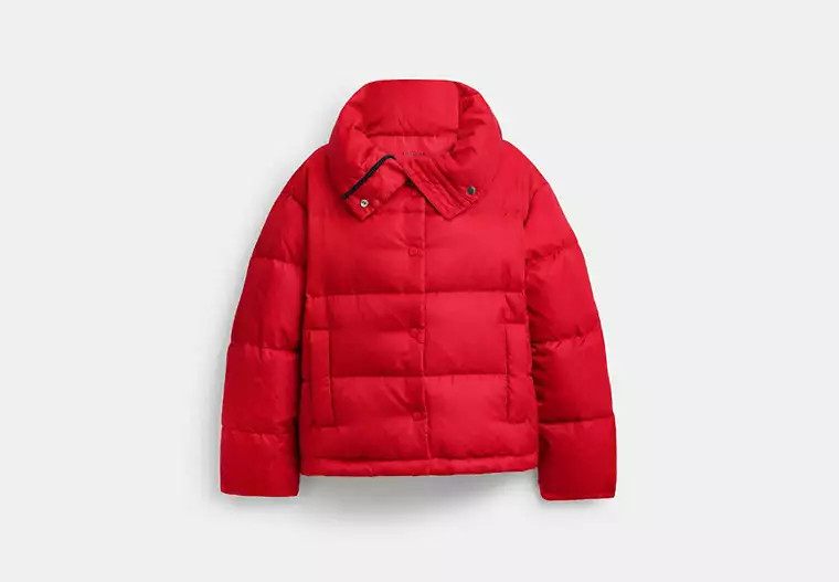 Signature Jacquard Short Puffer In Recycled Polyamide | Coach Outlet US