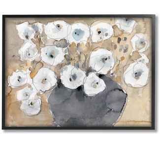 Stupell Industries Abstract White Blossom Bouquet Neutral Grey Brown | Target