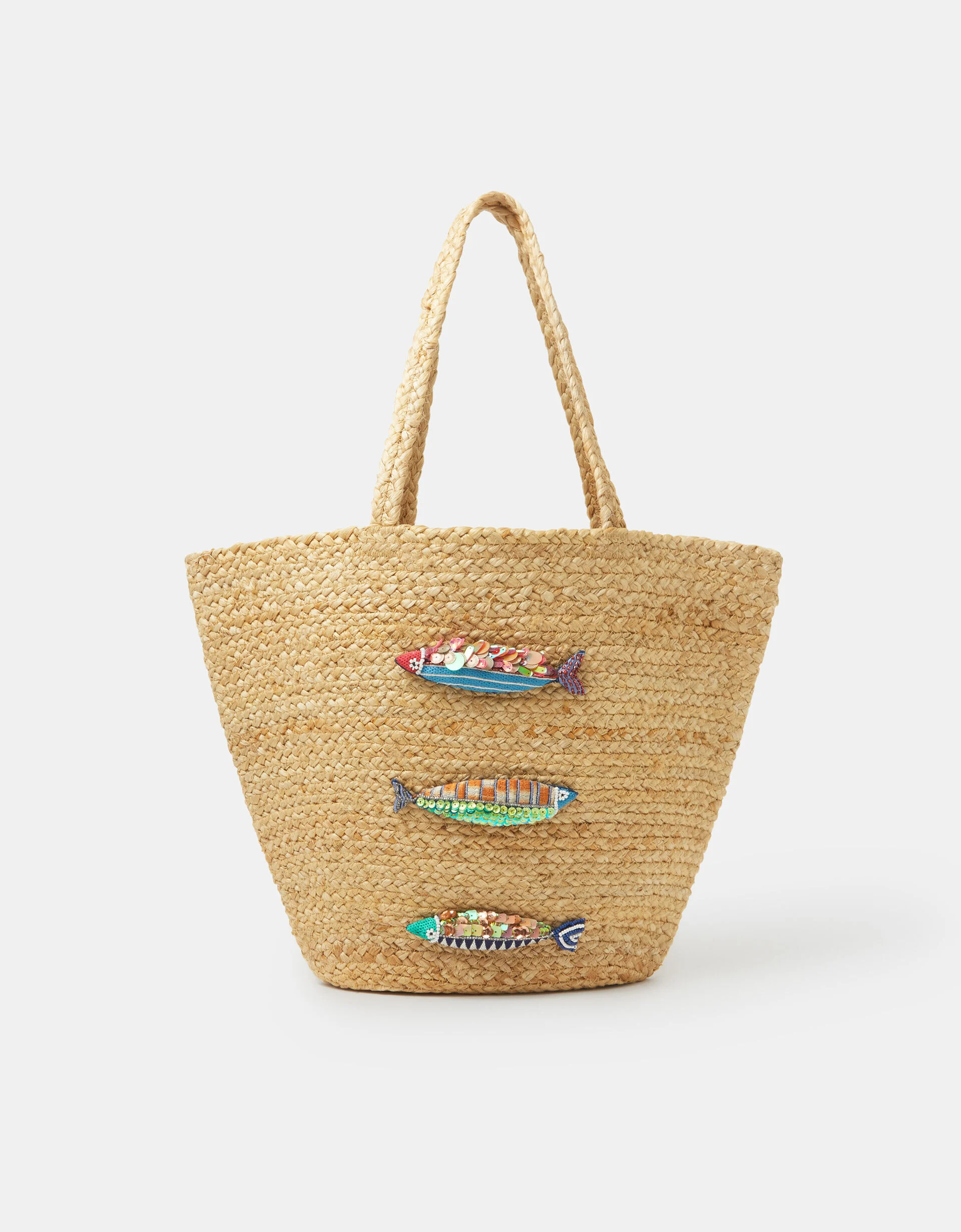 Beaded Fish Woven Basket Bag | Accessorize (Global)