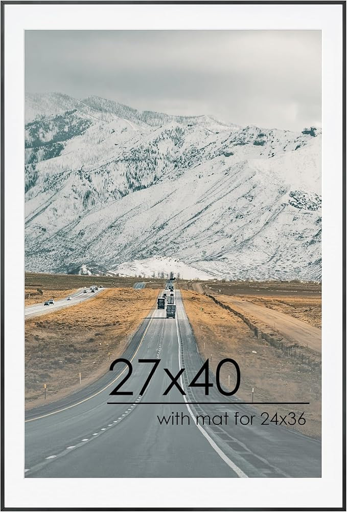 27x40 Metal Picture Frame For Wall With Mat For 24x36, 27''x40'' Aluminum Photo Frames With Tempe... | Amazon (US)