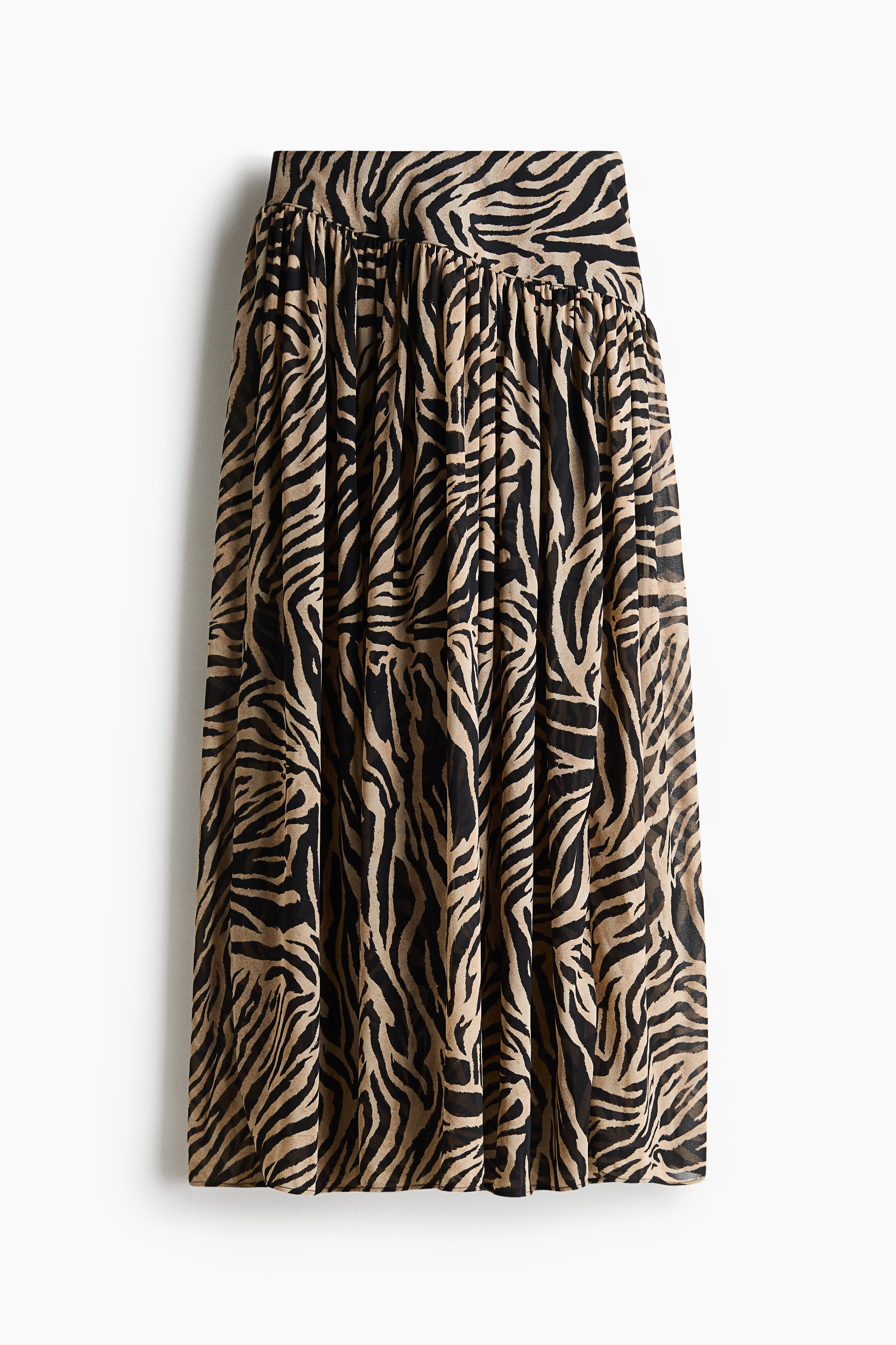 H & M - Chiffon Maxi Skirt - Beige/Zebra Print | H&M (US + CA)