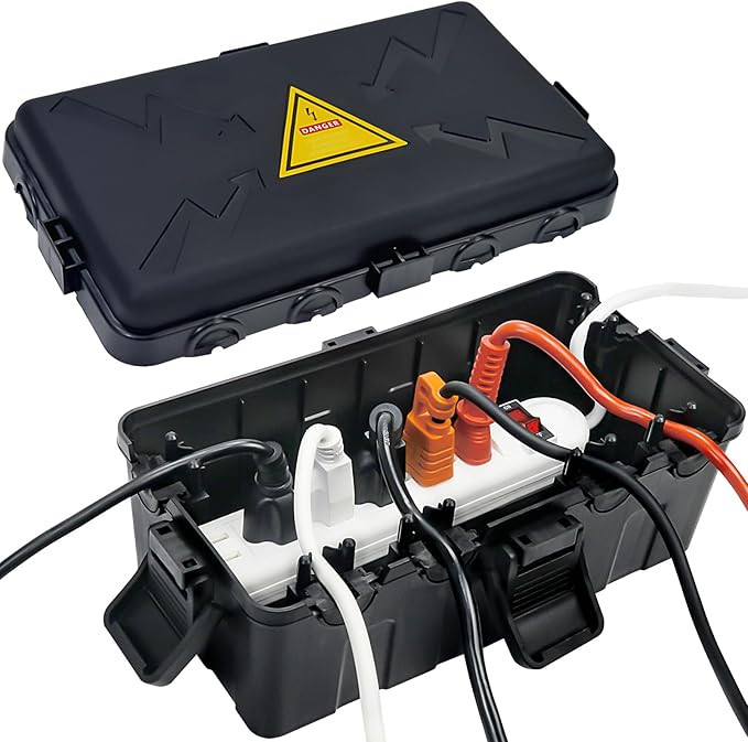Hrensaw Medium Outdoor Electrical Box(10.6x5.5x4.5inch),Weatherproof Connection Box w/6 Cable Ent... | Amazon (US)