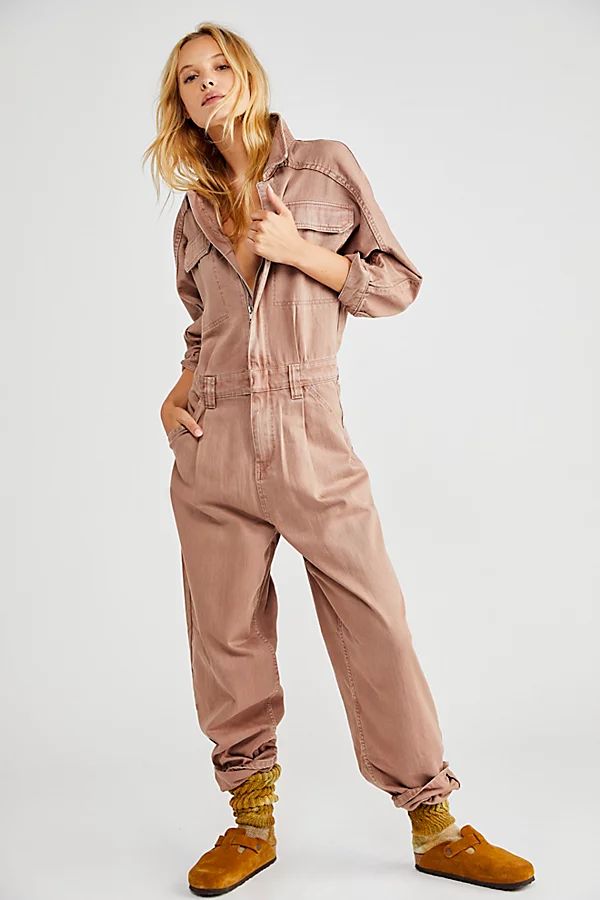Sammie Denim Coverall by We The Free at Free People, Warm Brown, XS | Free People (Global - UK&FR Excluded)