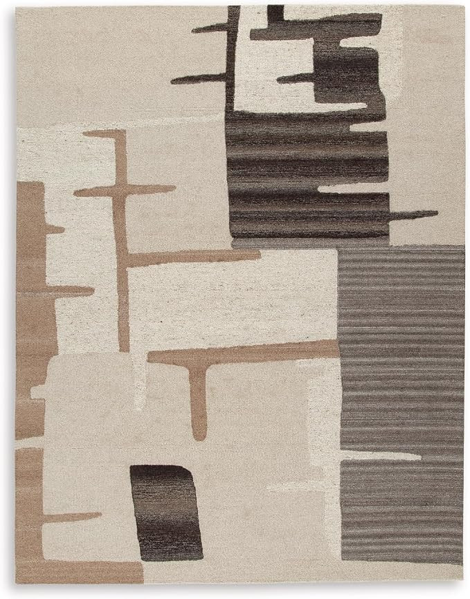 Signature Design by Ashley Kencher Contemporary Indoor Abstract Handmade 8 x 10 Large Rug, Beige ... | Amazon (US)