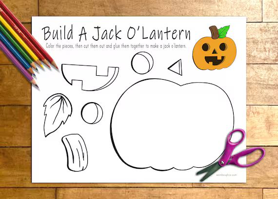 Jack O'lantern Printable Craft Indoor Preschool Activity - Etsy | Etsy (US)