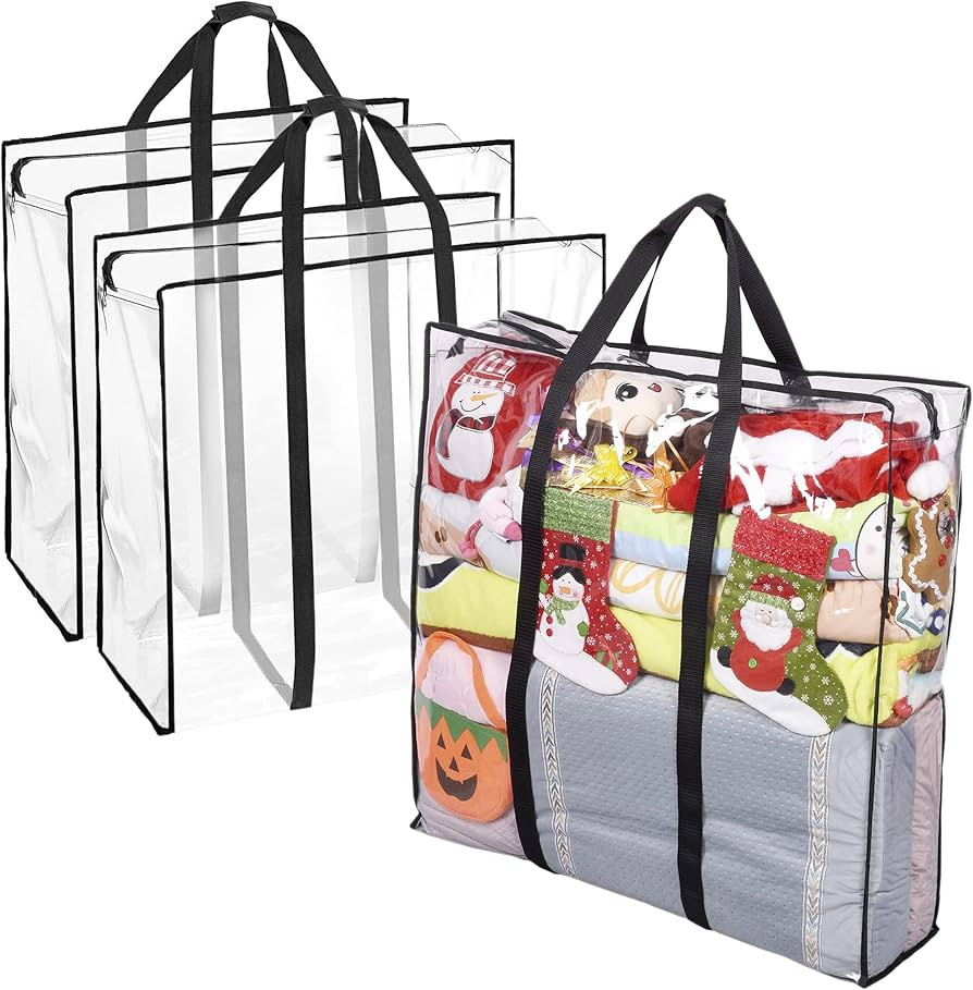 ProPik Clear Storage Bag Gift Wrap Clothes Organizer Big Zippered Christmas Decorations Storage V... | Amazon (US)