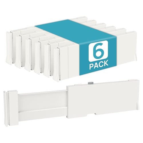 Vtopmart 6 Pack Drawer Dividers for Clothes, 4" High 11.3"-17" Adjustable Expandable Dresser Drawer Organizer, Plastic Drawers Separators for Dresser, Baby Clothes, Underwear, Kitchen & Office Storage | Amazon (US)