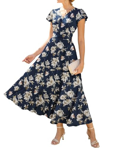 GRACE KARIN 2026 Women Summer Dress,Maxi Short Sleeve Floral Dresses,Semi Formal Flowy Wedding Gu... | Amazon (US)