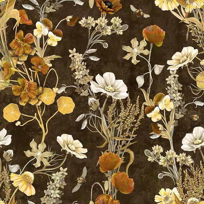 Dark Floral Peel and Stick Wallpaper - Vintage Flower Removable Self Adhesive Wall Paper, Renter ... | Amazon (US)