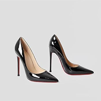 YKLL Women High Heels Sexy Pointed Toe Red Shiny Bottom Pumps Stilettos Patent Leather Ladies High-H | Amazon (US)