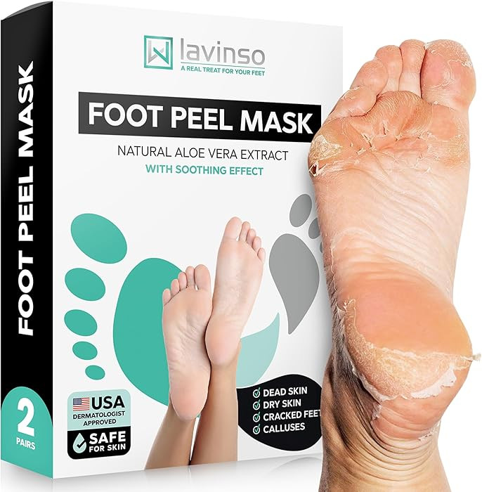 Lavinso Foot Peel Mask for Dry Cracked Feet – 2 Pack Peeling Mask Removes Dead Skin and Calluse... | Amazon (US)