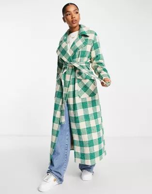 The Frolic belted checked coat in forest green | ASOS (Global)