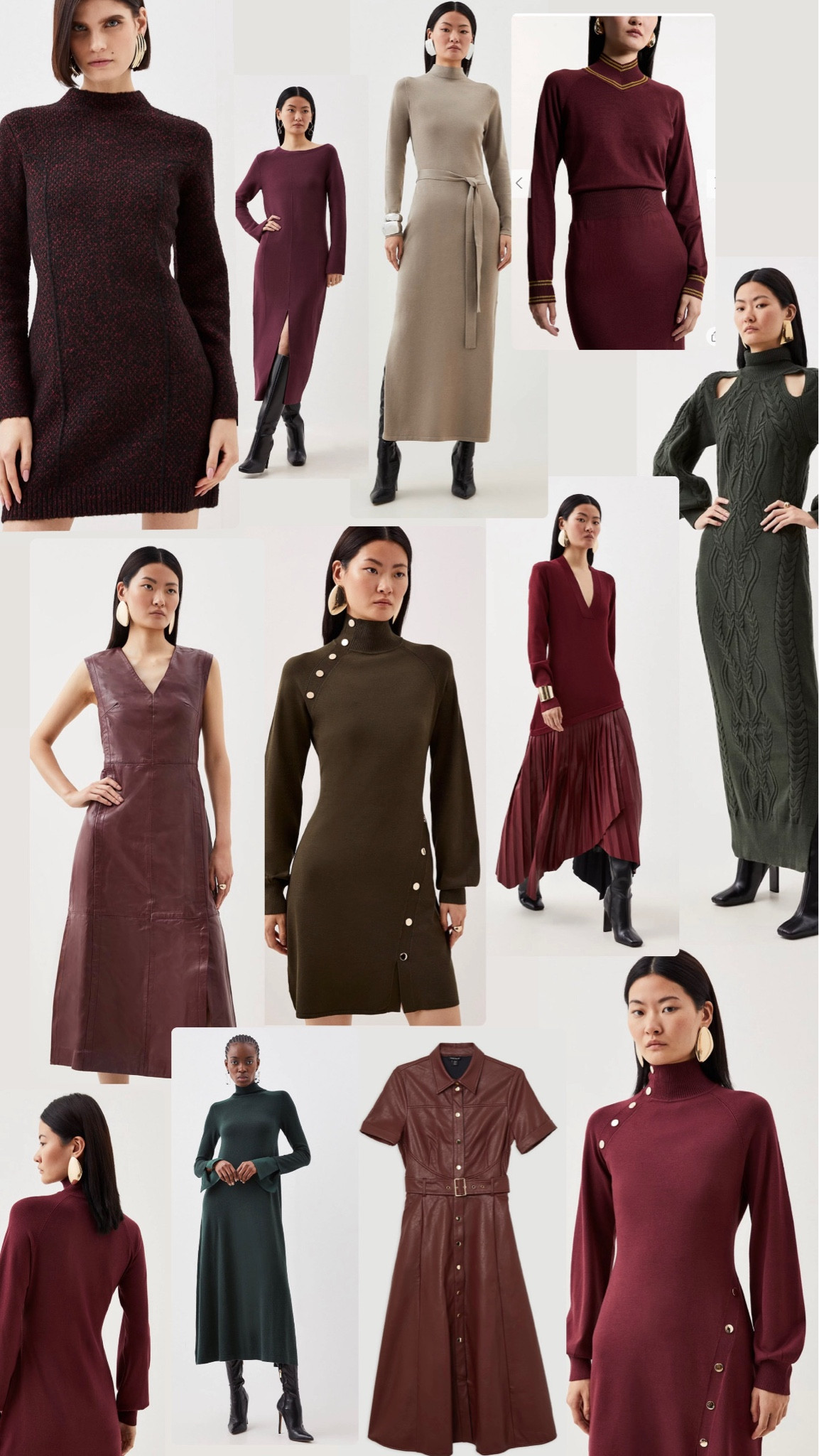 Autumn dresses 

#dress #knitdress #autumndress #fall #autumn #burgundy #brown #khaki #AW24 #leatherdress

#LTKstyletip #LTKworkwear #LTKautumn