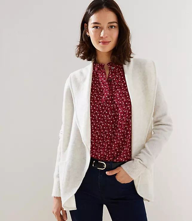 LS COZY SHAWL COLLAR OPEN FRONT CARDIGAN | LOFT | LOFT