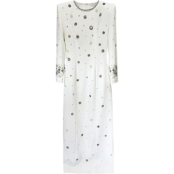 Women's Fashion Designer Party Formal Long Sleeve Luxurious Rhinestone Diamonds Beaded Long Maxi ... | Amazon (US)