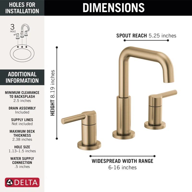 Nicoli Widespread Bathroom Faucet 3 Hole, 2-handle Bathroom Sink Faucet | Wayfair North America