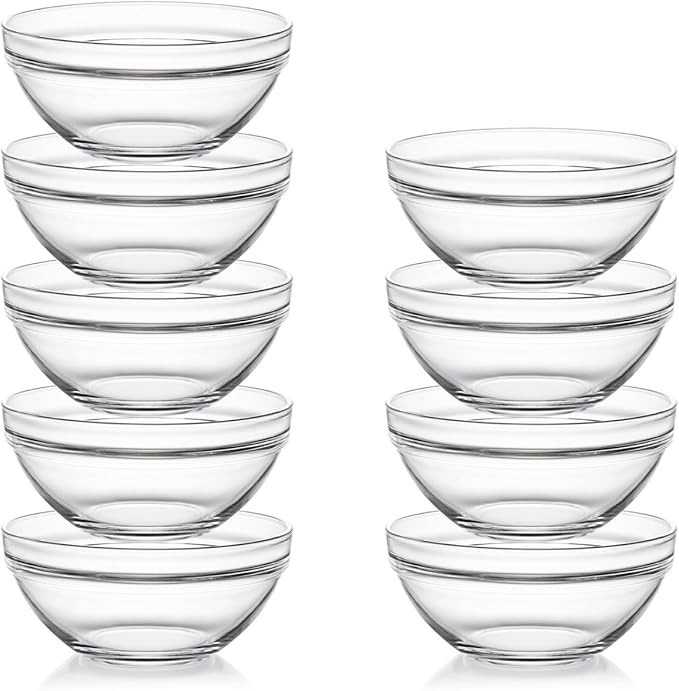 Sweejar 4.5 inch Small Glass Bowls Set, 12 oz Prep Bowls for Cooking, Small Bowls for Kitchen, De... | Amazon (US)