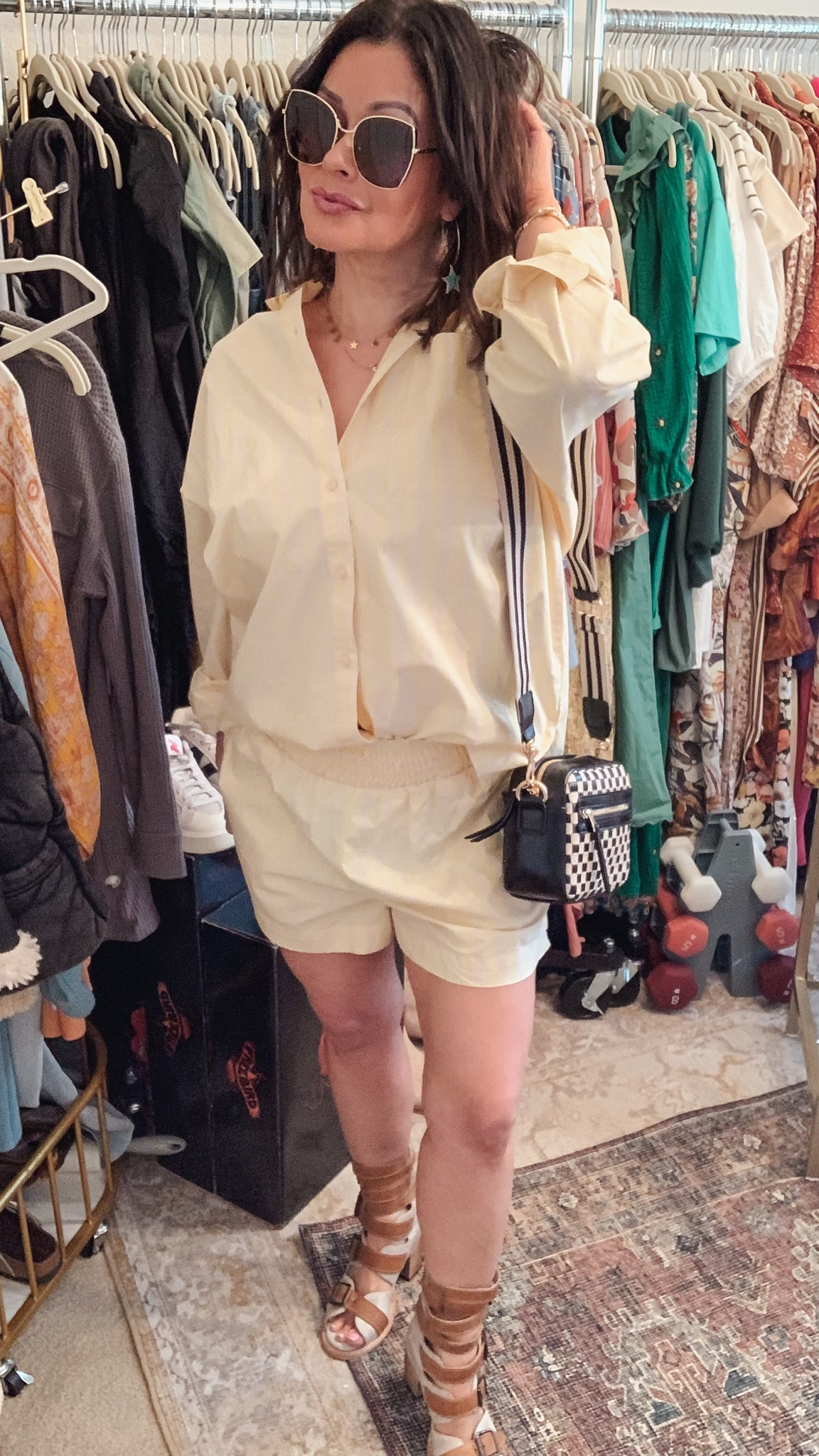 Wearing a size medium in shorts & blouse. So comfortable & lightweight. Size 6 in shoes & I can walk in these all day! Purse is so cute & soft! Lip color nearly nude. Pencil dragon fruit

Spring outfit
Resort outfit 
Summer outfit 


#LTKsalealert #LTKxTarget #LTKshoecrush