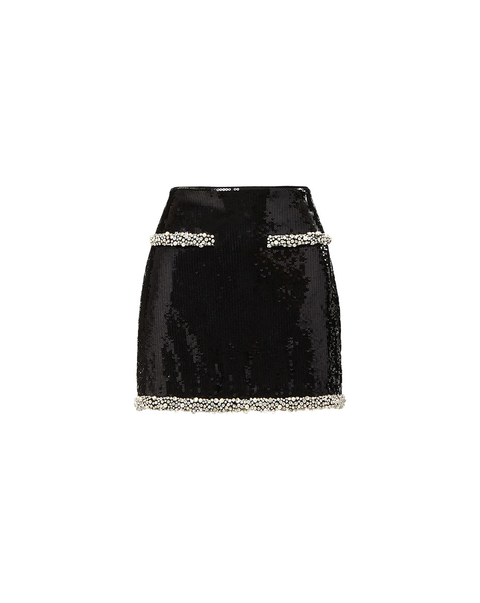 Perry Pearl Trim Sequin Skirt in Black | Veronica Beard x Poppy Delevingne | Veronica Beard