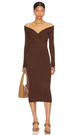 Josephina Off Shoulder Dress in Chocolate | Revolve Clothing (Global)