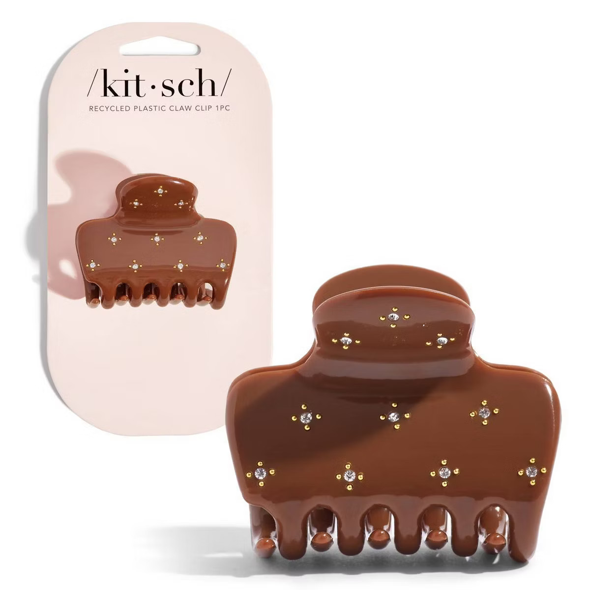 Kitsch Recycled Plastic Medium Rhinestone Cloud Claw Clip - Camel | Target