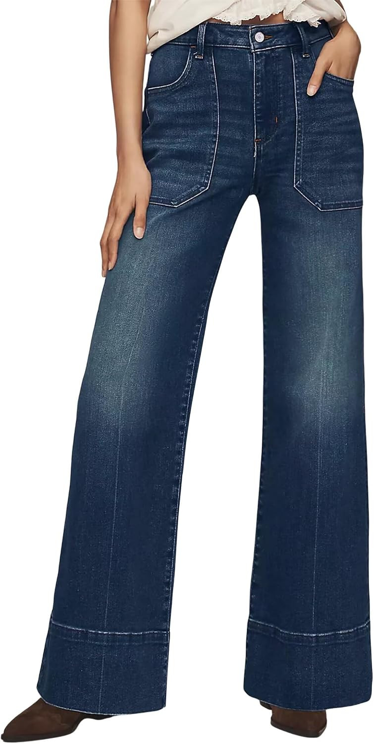 Allimy Women's High Waisted Wide Leg Baggy Front Pockets Jeans – Trendy 2026 Collection | Amazon (US)
