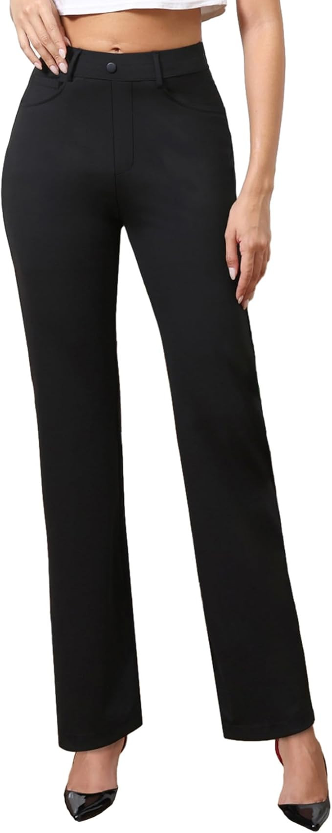 Agenlulu High Waisted Dress Pants for Women Petite/Regular/Tall Straight Leg Pull On Office Work ... | Amazon (US)