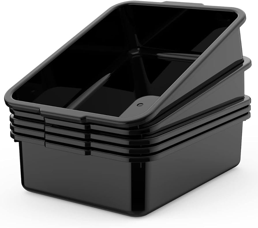 5-Pack Commercial Bus Tubs Box/Tote Box, Black Plastic Storage with Handles, Wash Basin Tub 8 Lit... | Amazon (US)