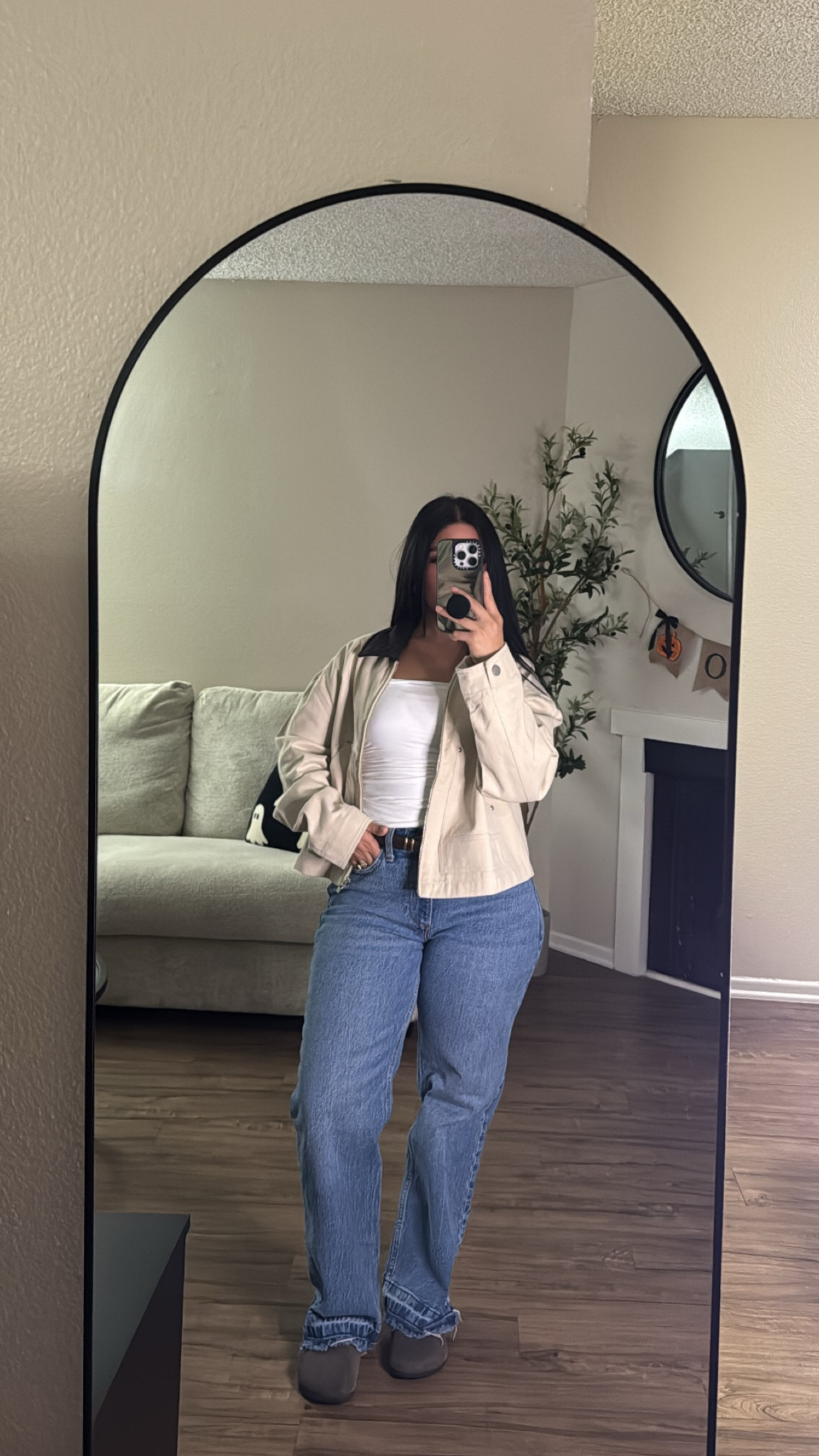 wearing a size small in jacket and size 26 in jeans 🤍 

#LTKStyleTip #LTKPetite #LTKFindsUnder50