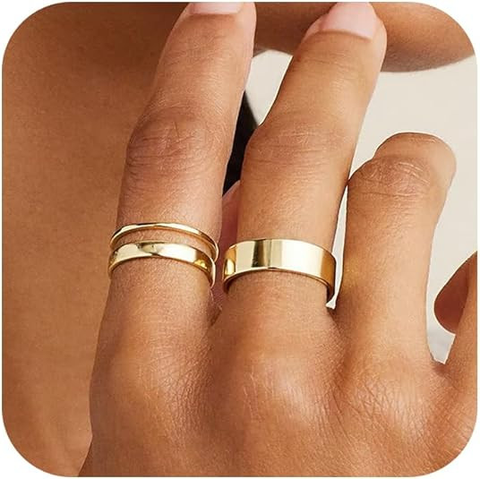 Gold Rings for Women Non Tarnish, Stackable Wedding Bands That Don't Tarnish for Men, Stainless S... | Amazon (US)
