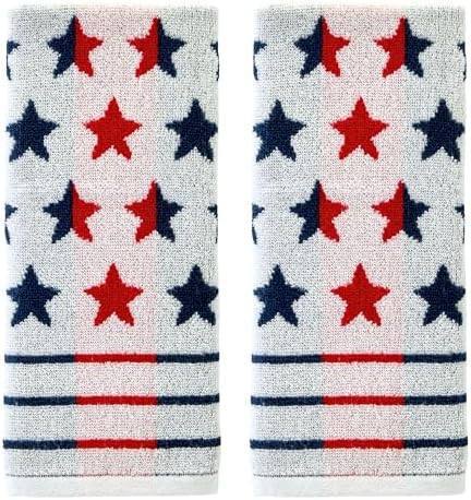 SKL Home Patriotic 4th of July Red White and Stars Hand Towel Set, 2 Count | Amazon (US)
