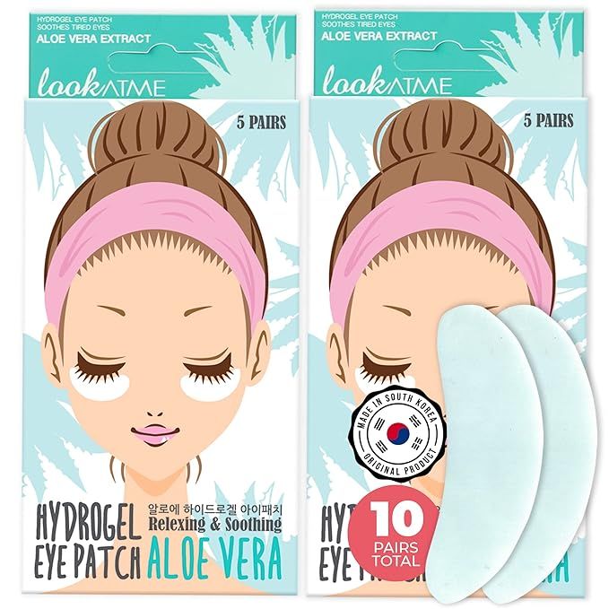 Under Eye Patches - Korean Skin Care Aloe Vera Hydrogel Eye Patch (10 Pairs) - Eye Pads - Collage... | Amazon (US)